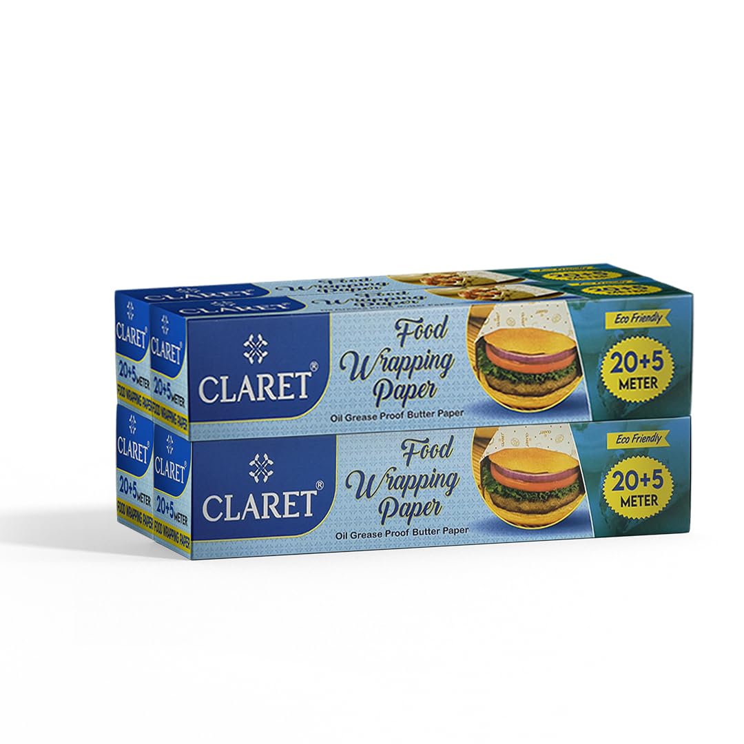 Claret Eco-Friendly Food Wrapping Paper | 20+5 Meter | Keeps Food Fresh | Butter Paper Roll For Tiffin Roti Snacks | Non