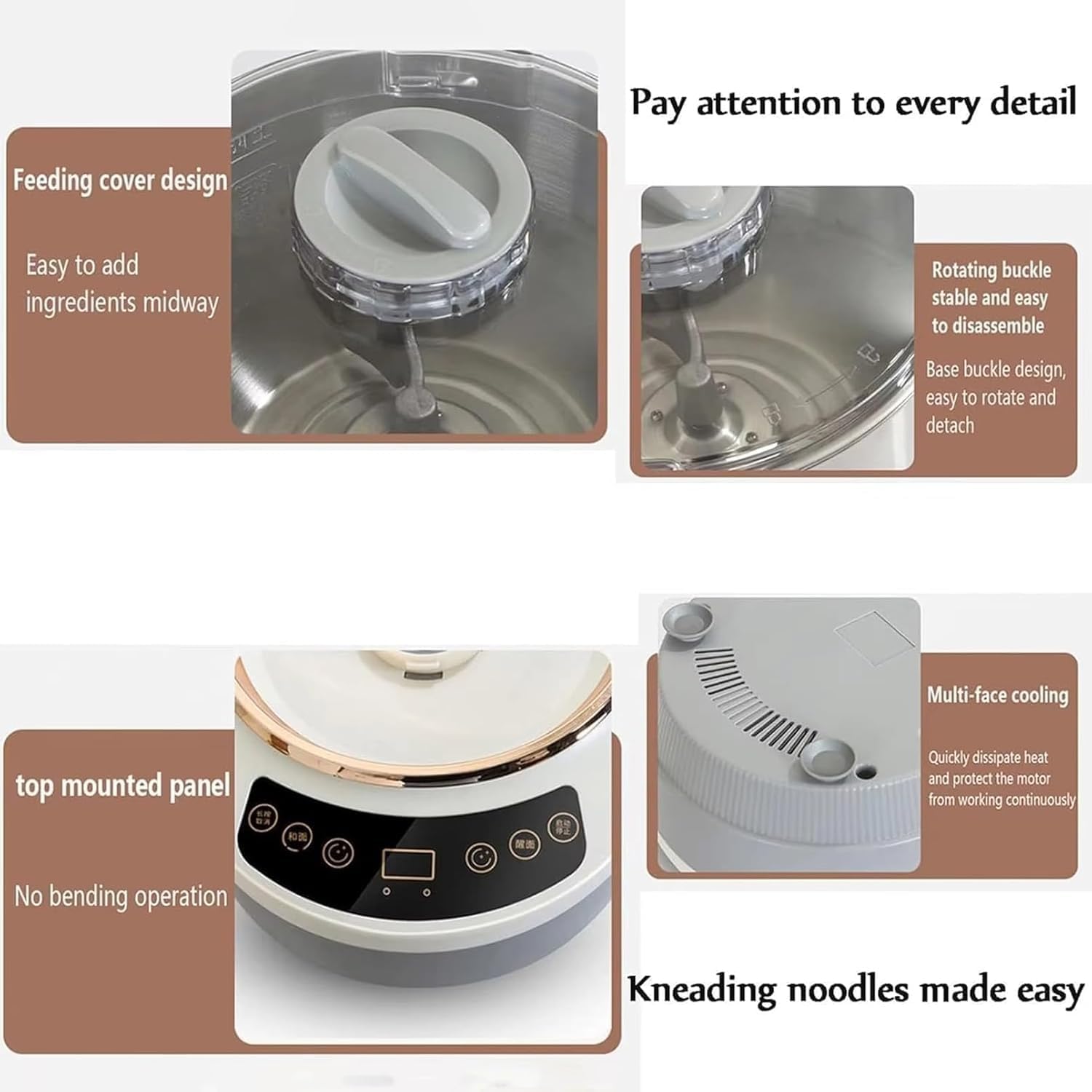 Stainless Steel Dough Mixer,Dough Kneading Machine, Dough Machine with Fermentation Function, Electric Dough Mixer, Small Non-Stick Dough Kneading Machine (7l)