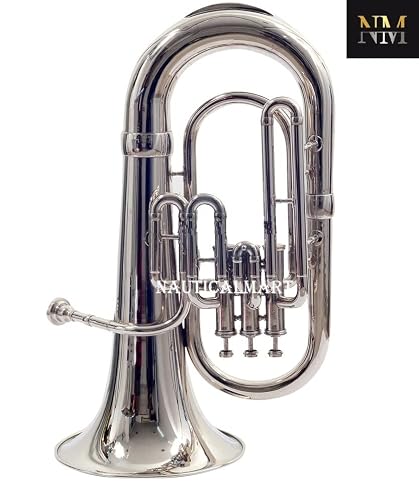 Brass Bb Flat Musical Instrument Euphonium 3 Valve With Free Hard Case Mouthpiece (Silver)