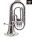 Brass Bb Flat Musical Instrument Euphonium 3 Valve With Free Hard Case Mouthpiece (Silver)