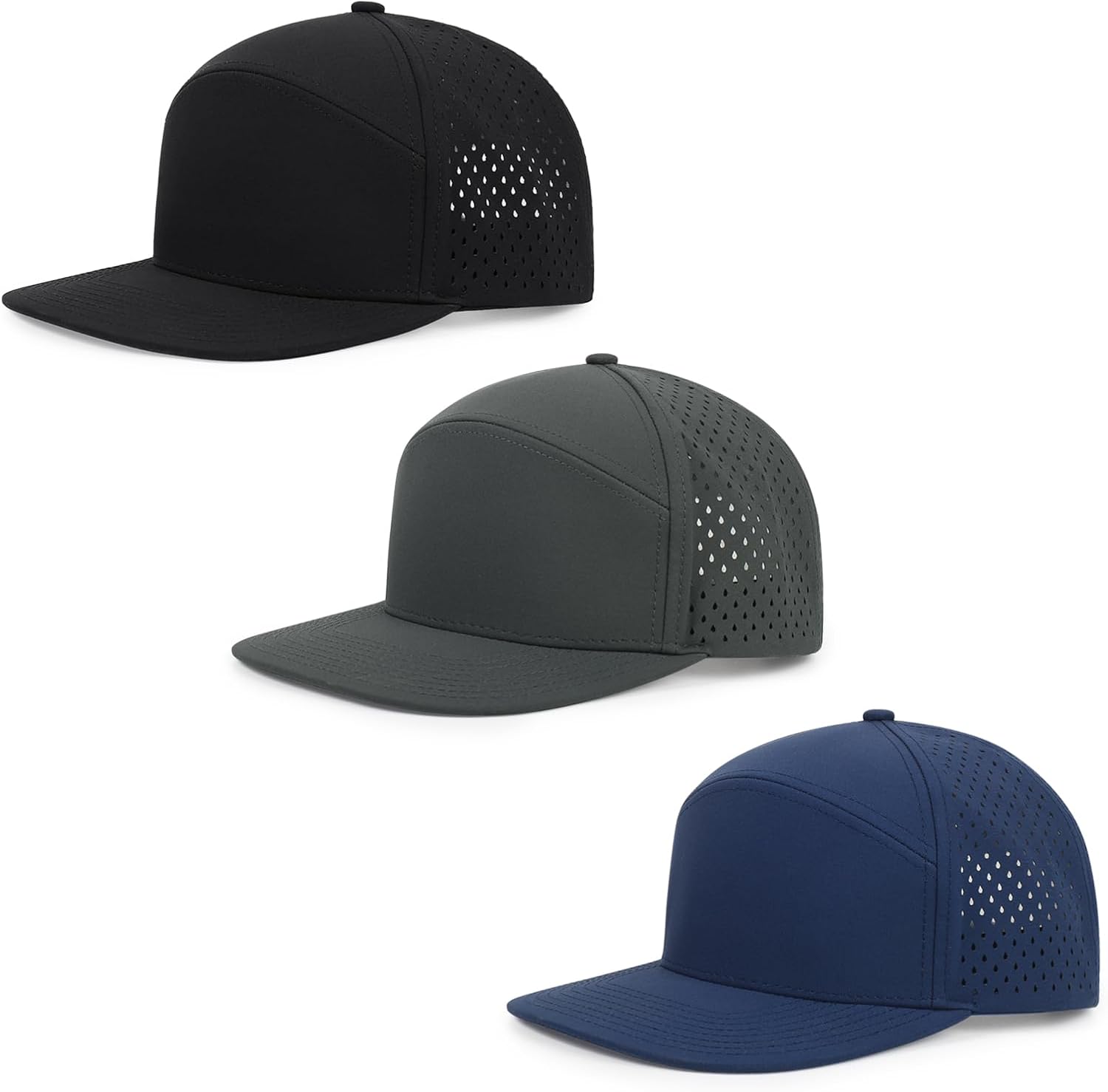 Quick Dry Baseball Cap Flat Brim Snapback Hat Sun and Rain Protection Golf Hat for Men Women