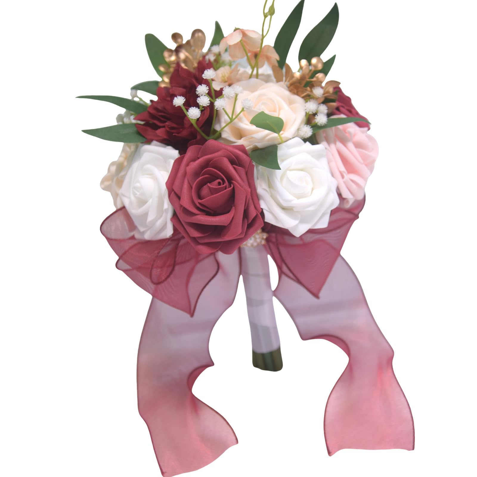 JSGHGDF Realistic Multicolor Rose Bouquets Romantics Bridesmaids Flower Arrangement for Photo Decoration Outdoor Wedding Bouquets
