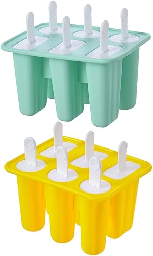 Miniatura 5 de Moldes de paletas de hielo para niños, moldes de 6 cavidades, moldes de silicona sin BPA para hacer helados hechos a mano
