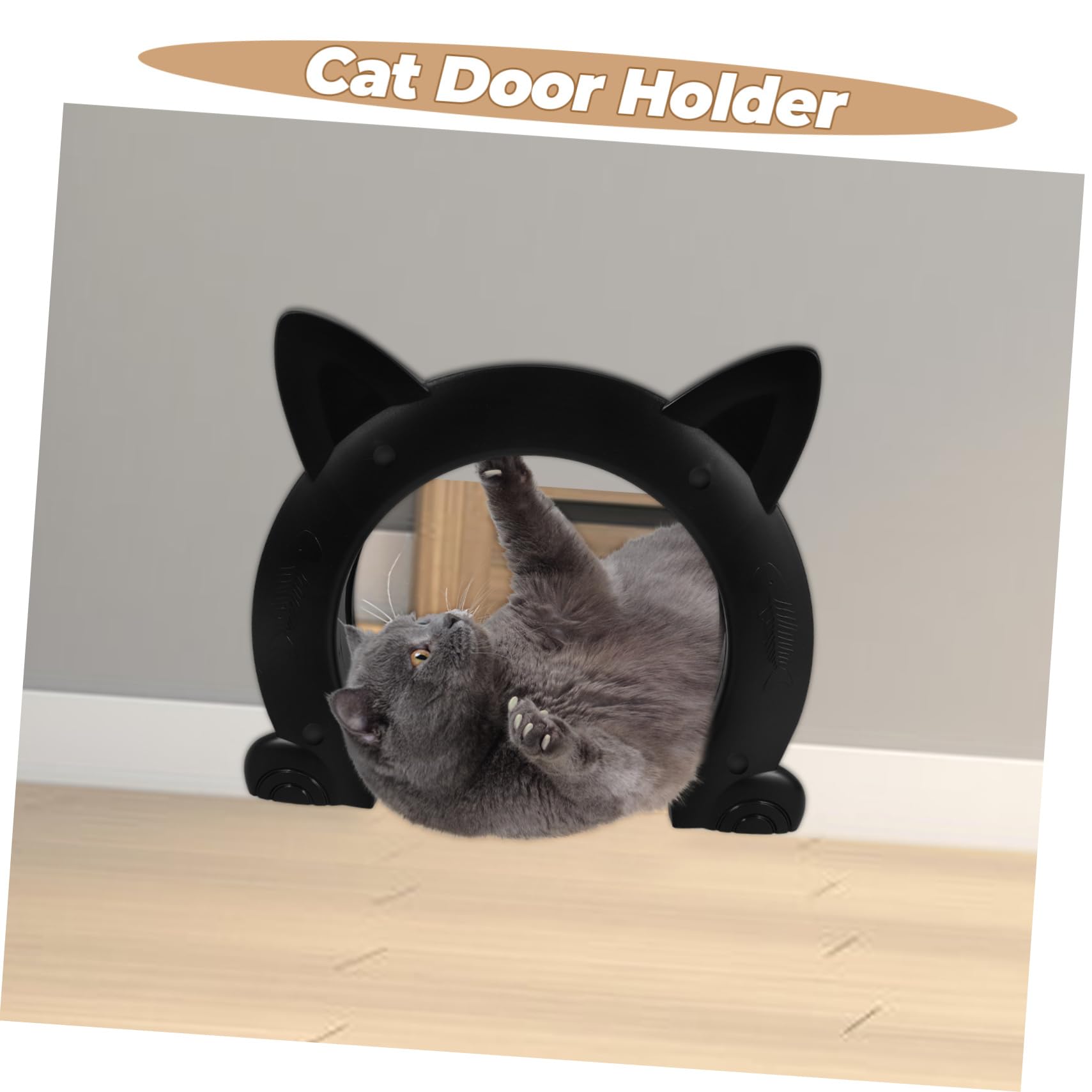 COLLBATH Katzenklappe aus Kunststoff für Innentüren Katzenförmig Schwarz Leicht Zugänglich Vielseitig Einsetzbar für Katzen und Kleine Hunde im Zuhause