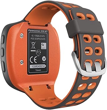 Colorful Sport Silicone Watchband for Garmin Forerunner 310XT Watch Replacement Watch Strap Color Gray Orange, Size Forerunner 310XT