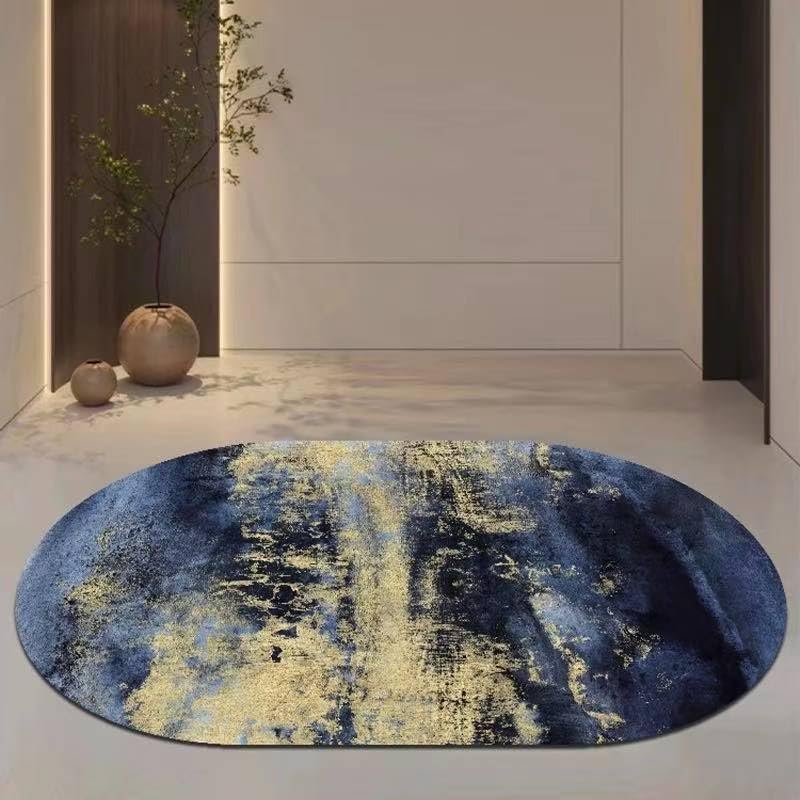 Alfombra ovalada de diseño abstracto beige moderno con textura suave para decoración