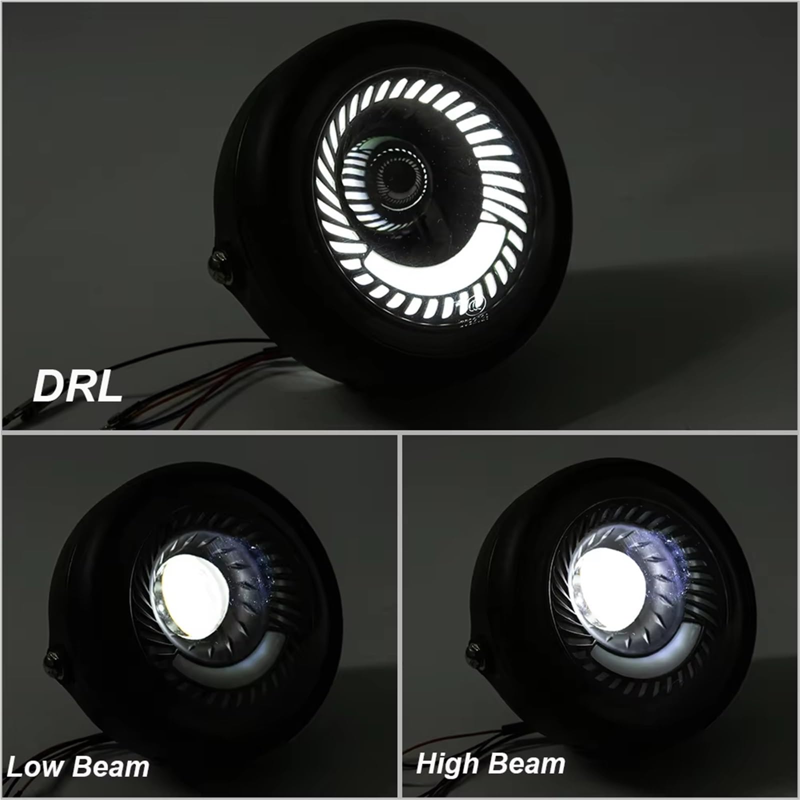Moto Faro Fanale per Cafe per Racer per Bobber per Chopper per Cruiser Universale LED Moto Hi & Lo Fascio DRL Testa della Lampada Retro Vintage Faro