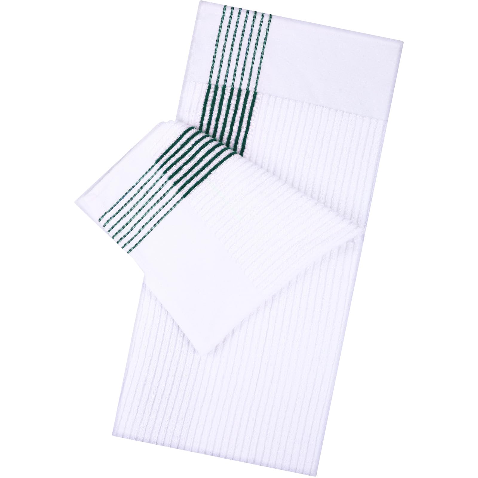 Mixweer 1 Pcs Caddy Golf Towel 22" x 42" Large Cotton Soft Golf Towels for Man Golf Lovers Christmas Golf Gifts (White with Green Stripe)