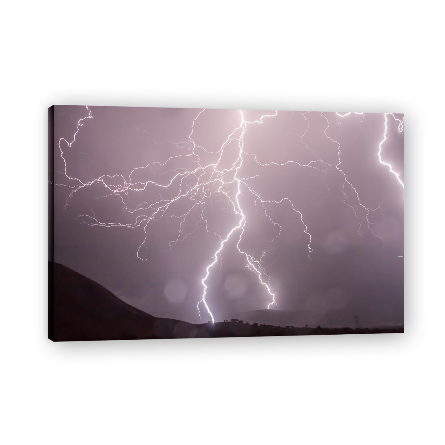 VHdfgTY LightningMountain Landscape Canvas Wall Art Nature Scenery Wall Decor for Home 60x90cm Framed