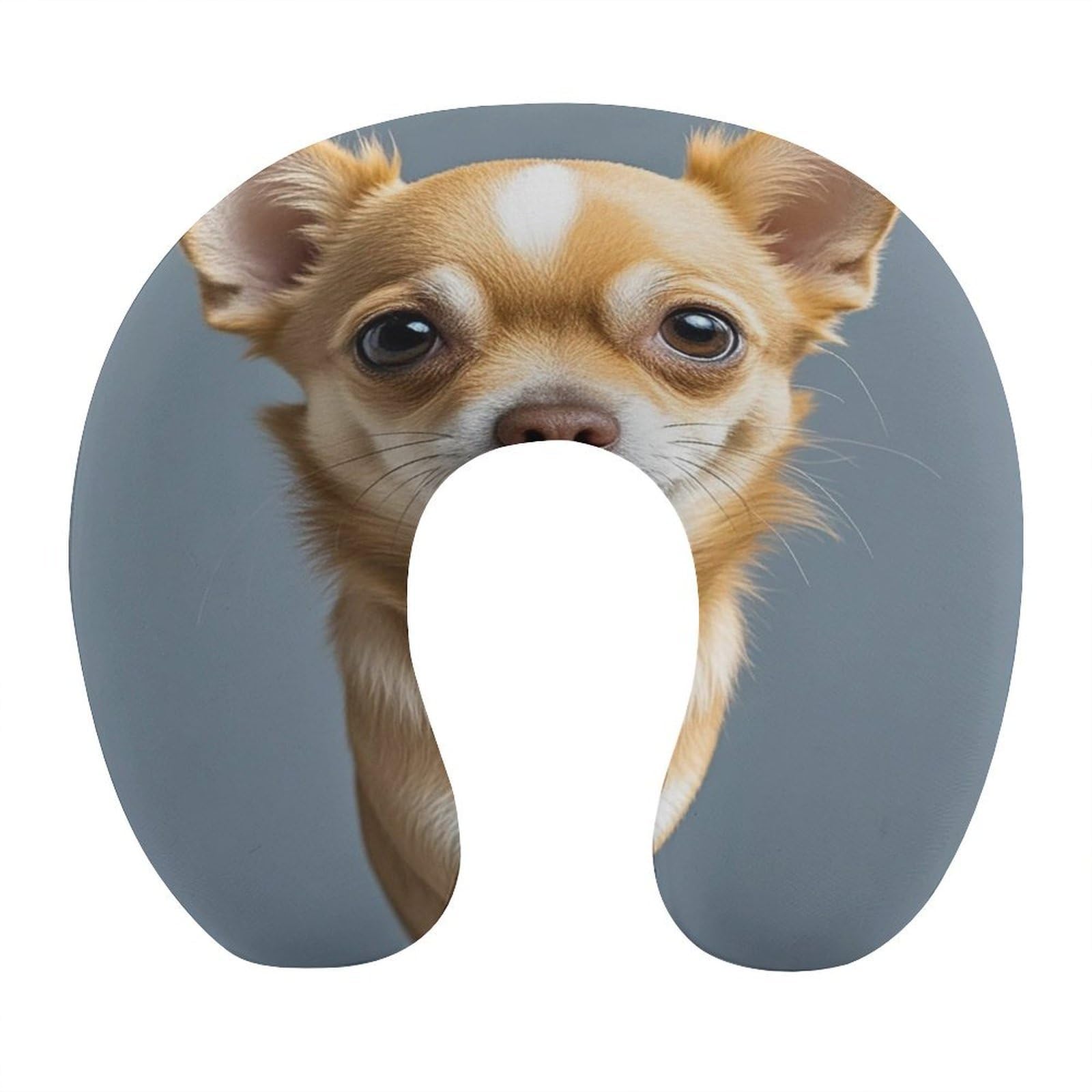 FekiLoot Cute Chihuahua Travel Pillow U Shaped Neck Pillow Comfortable Memory Foam Pillow Portable Soft Headrest Lightweight Neck and Head Support for Planes Trains Self-Driving Cars