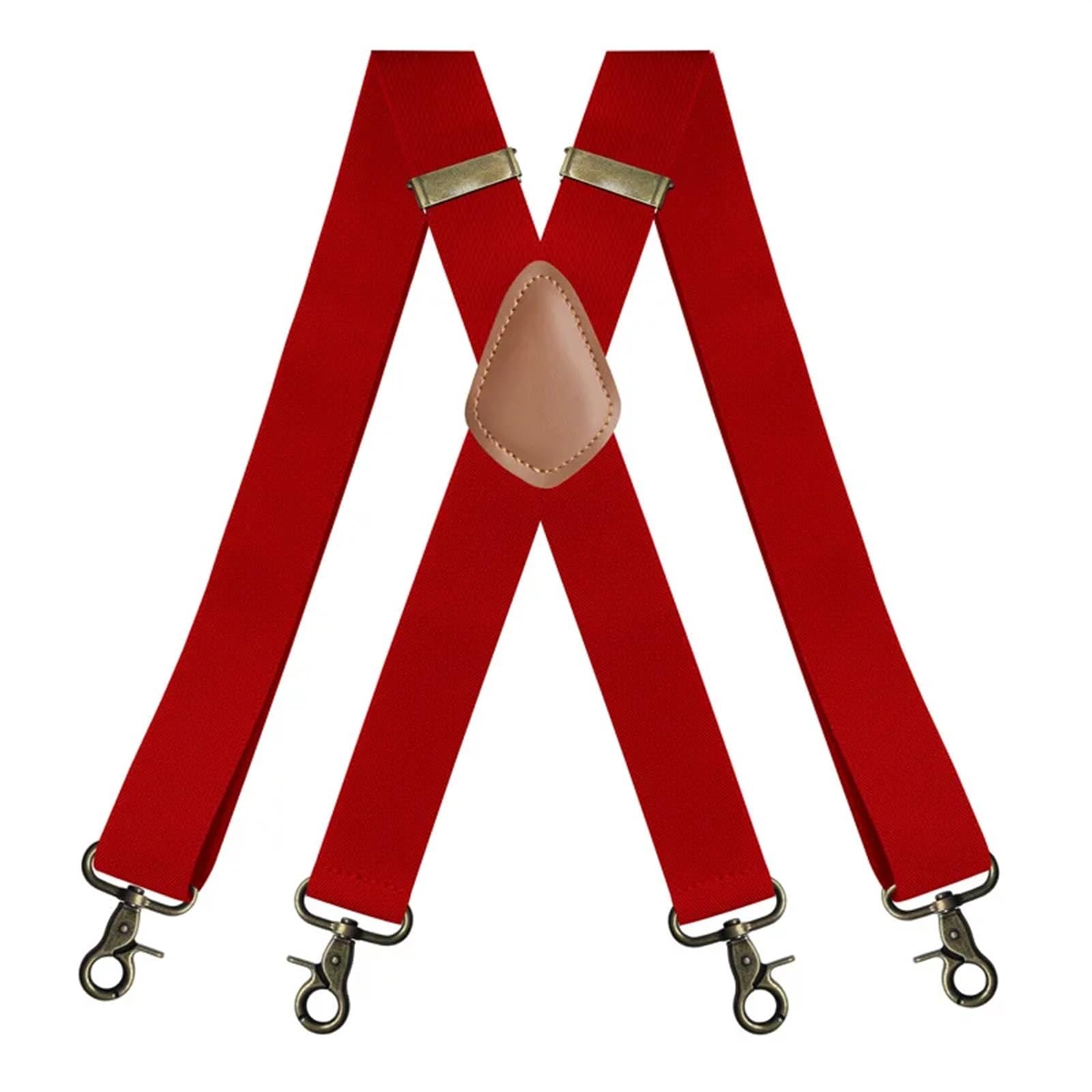 QAUUCP Mens Braces For Trousers With Strong 4 Hook-Clips Suspenders Men & Women Heavy Duty Elastic Adjustable X Shape Adult Mens Braces(Hook-Red)