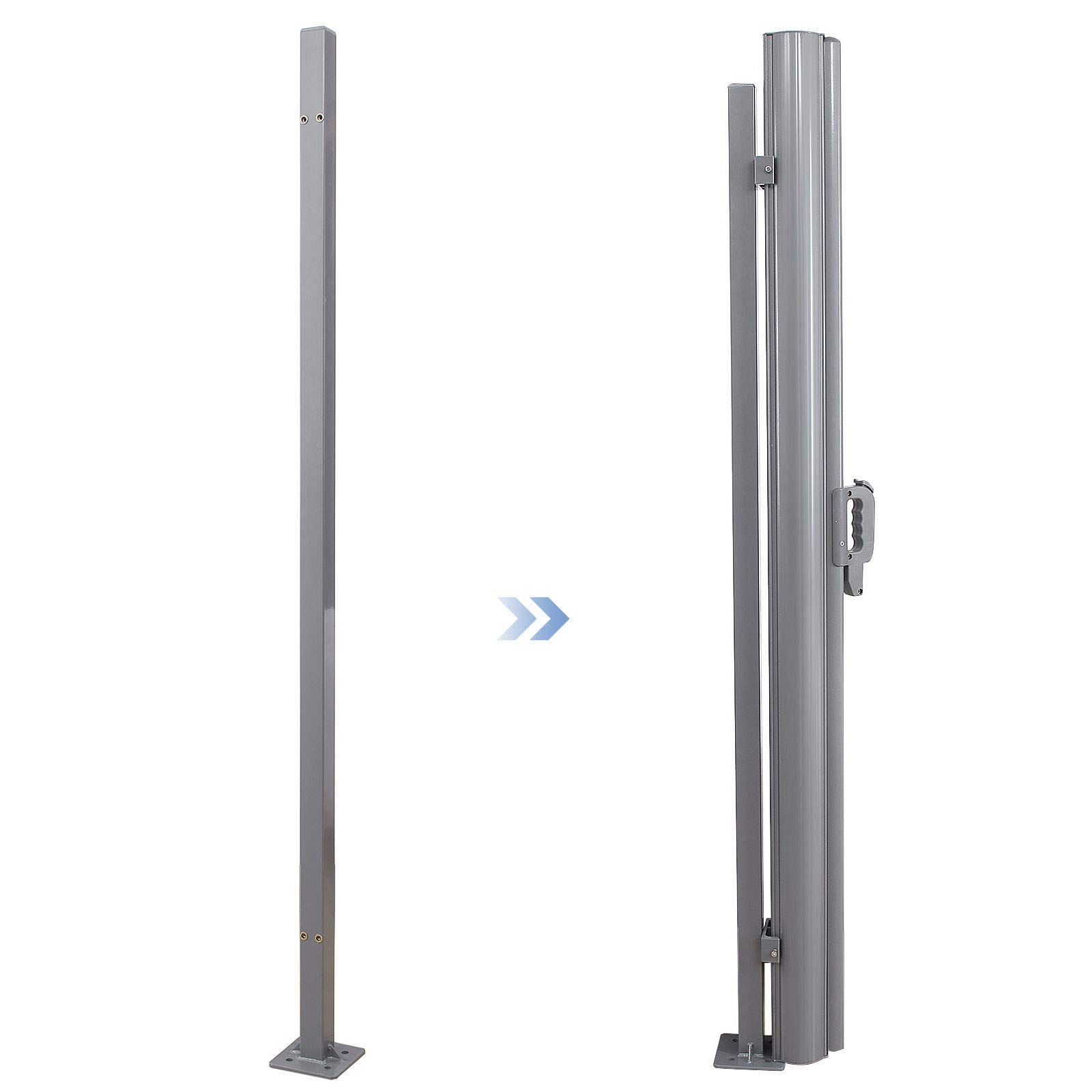 SONGMICS Słupek pomocniczy do osłony bocznej, drążek nośny, nie wymaga montażu na ścianie, kompatybilny tylko z aluminiowymi osłonami SONGMICS, odporny na rdzę, szary GSA002