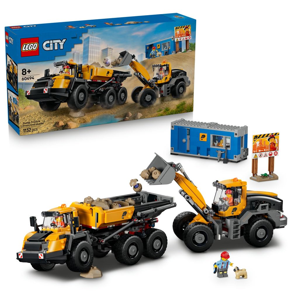 LEGO City Wywrotka i ładowarka czołowa 60494 | Maszyny budowlane dla dzieci, zestaw klocków konstrukcyjnych, prezent dla chłopca i dziewczynki, dla 8-latka, 1132 elementy