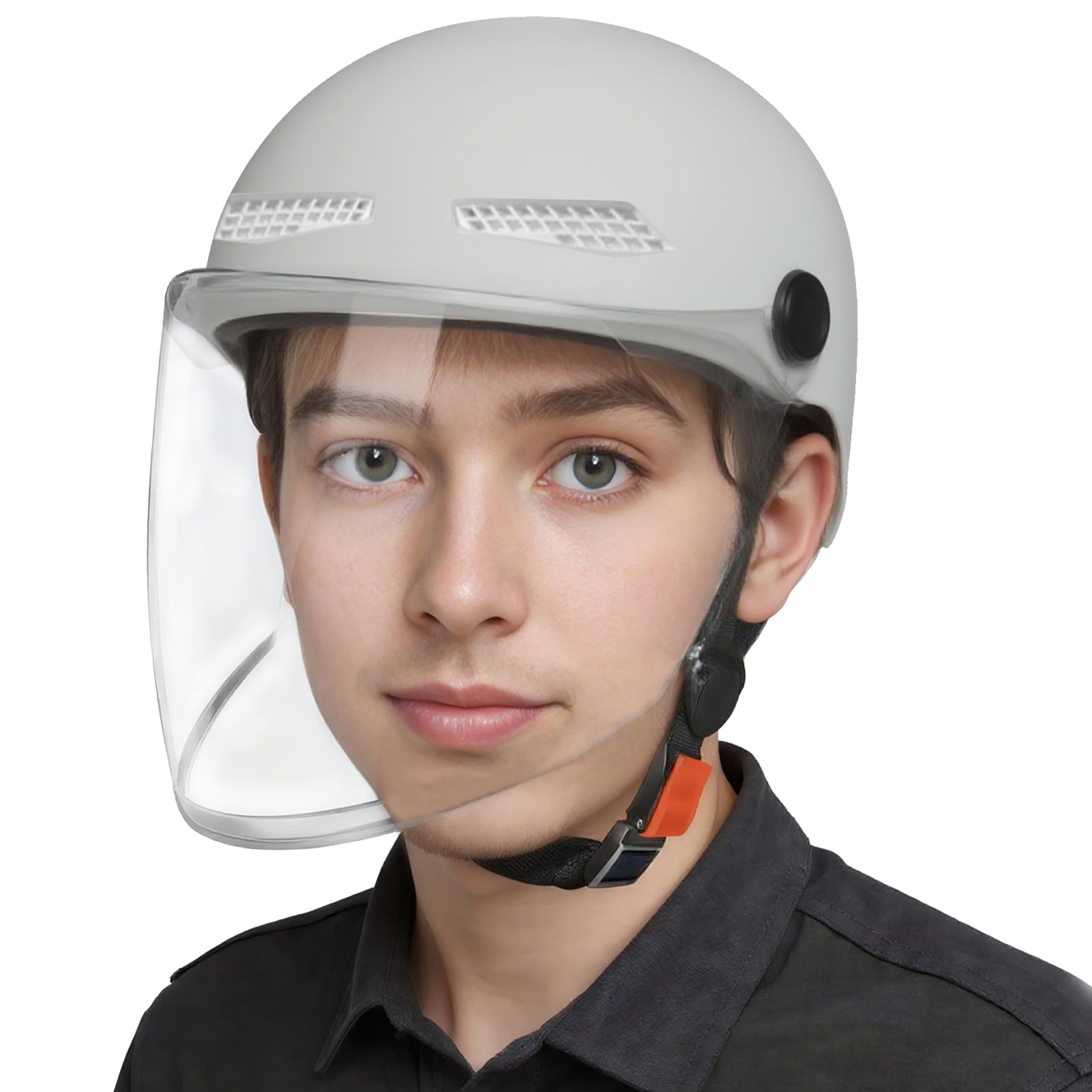 Motorcycle Half Helmet,Helmet Moped Lightweight Breathable Ergonomic ATV Scooter Motorbike Electric Bike Motocross Outdoor Riding Youth Women Men Small Bike Helmet Sun Shade Open Face Retro Style Hat