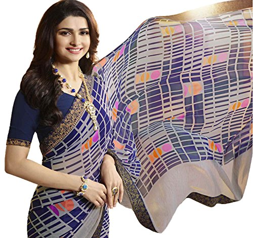 Image of RAJESHWAR FASHION WITH RF Women's Printed Georgette Sarees For Women With Jacquard Work Lace Border & Blouse Piece(Yellow Multicolored Free Size 6.30 Mtr)