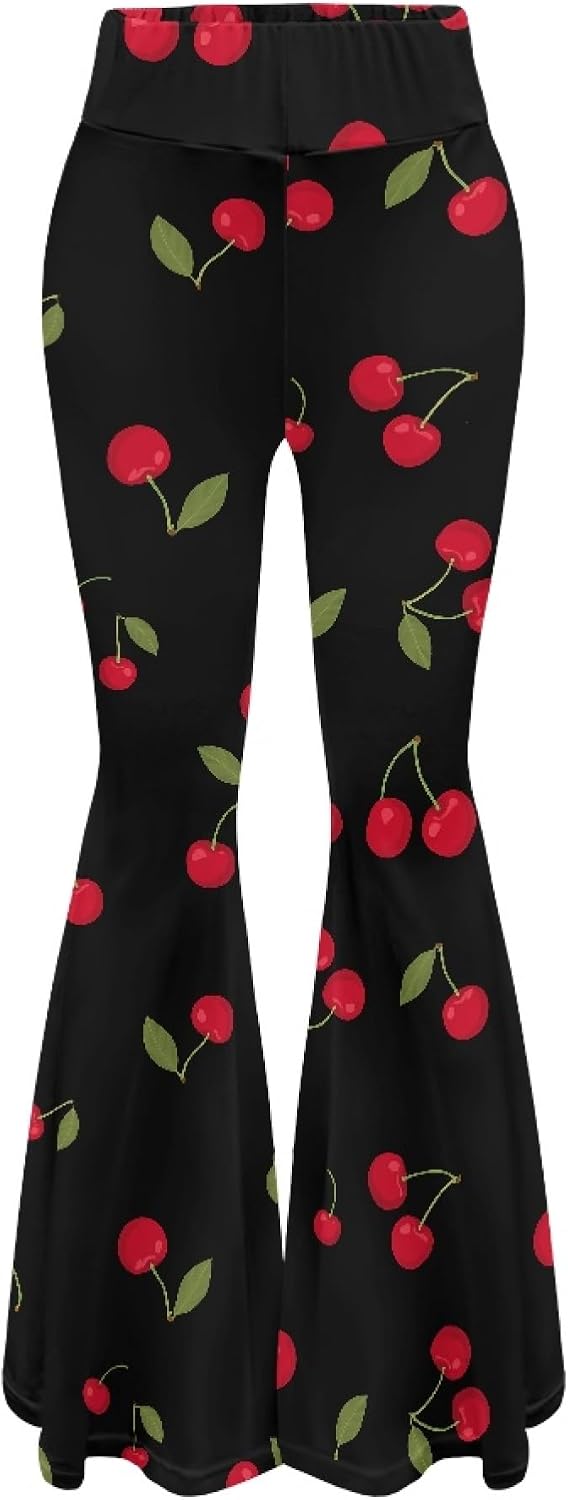 Amzbeauty Wide Leg Yoga Pants for Women Fashion Print Stretch Tummy Control High Waist Bell Bottoms