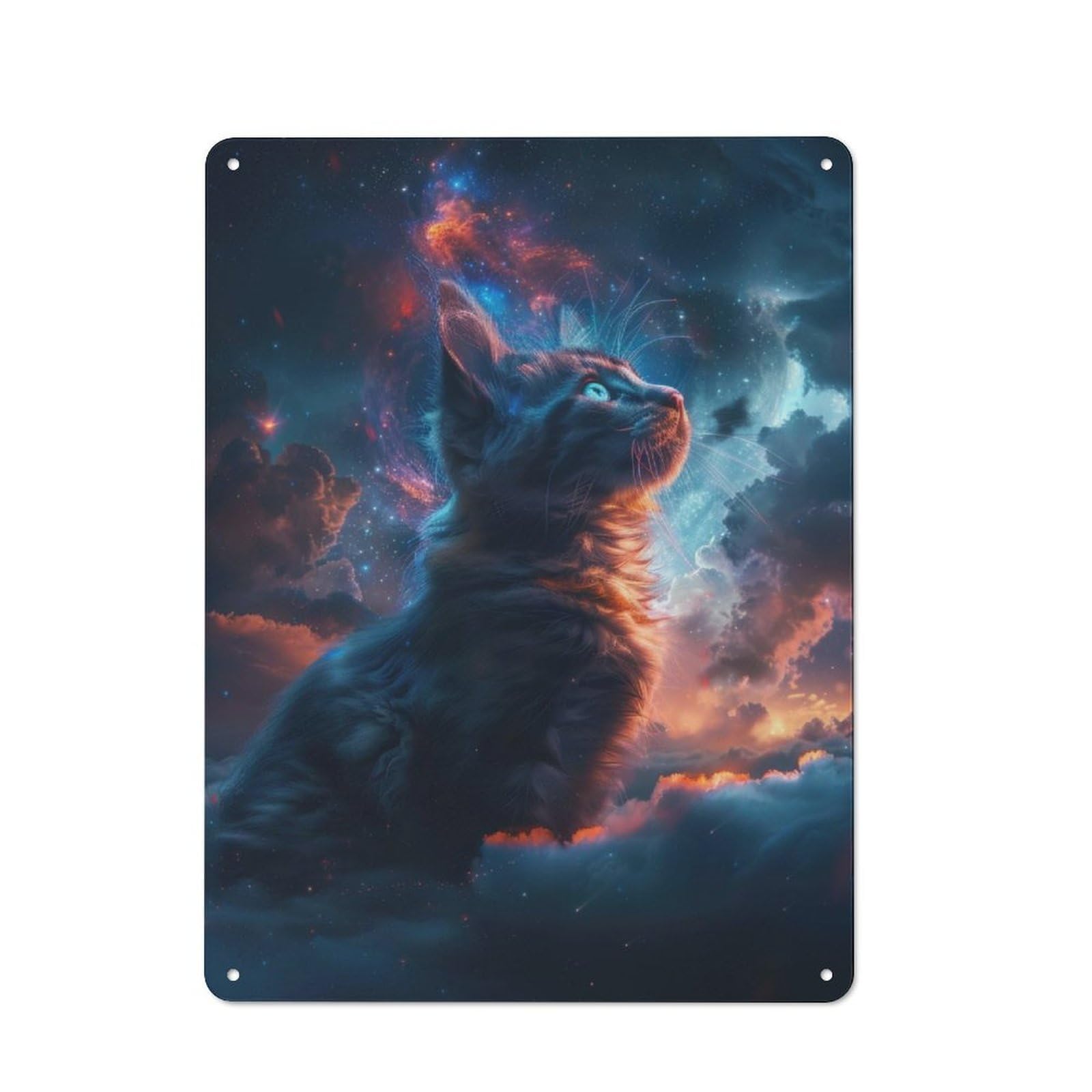 Junmoney Cosmic Kitten Retro Printed Metal Sign 40X30cm For Garage Or Workshop, For Garage, Workshop And Man Cave Decoration