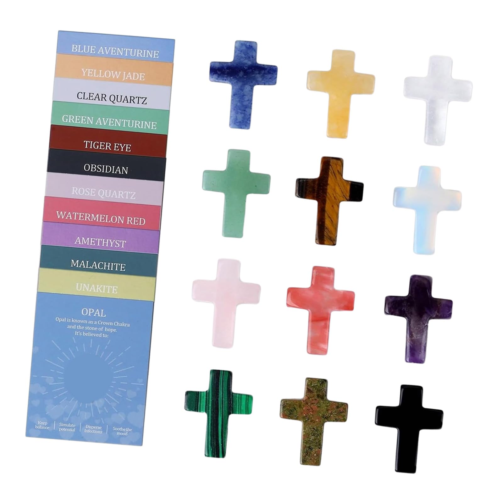 our fave Inspires Miniature Crystal Crosses Set Stylish Gemstones Pocket Hug Gift with Educational Cards Natural Crystal Meet Enchantments