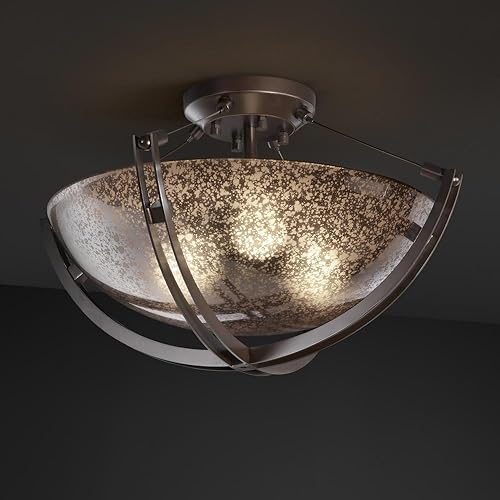 Diseño grupo fsn-9711Travesaño de la Justicia 18" Semi-FlushCuenco tazón redondo (sombraBRONCE oscuro con (Cristal de mercurio