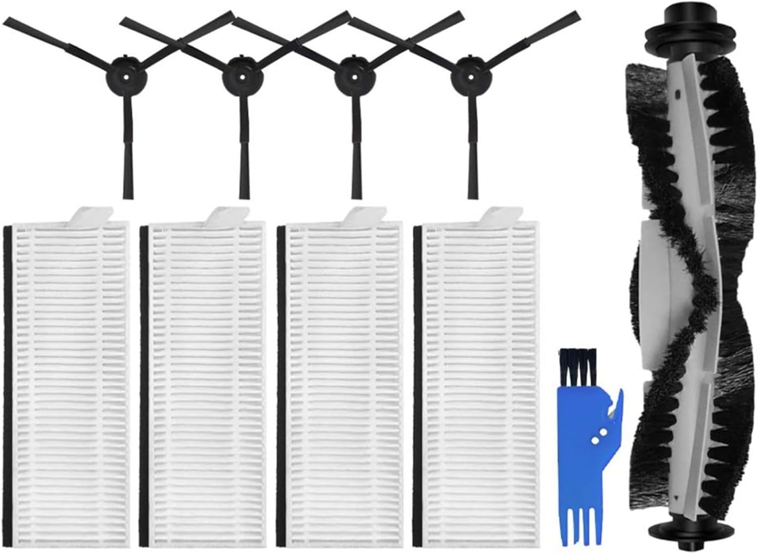 Daaxing 10PCS Main Brushs Filters Side Brushes For Vactidy Nimble T6 / T7 Robot Vacuum Cleaner Replacement Parts Accessories,4 Filters, 4 Side Brushes, 1 Main Brushs, 1 Cleaning Brush