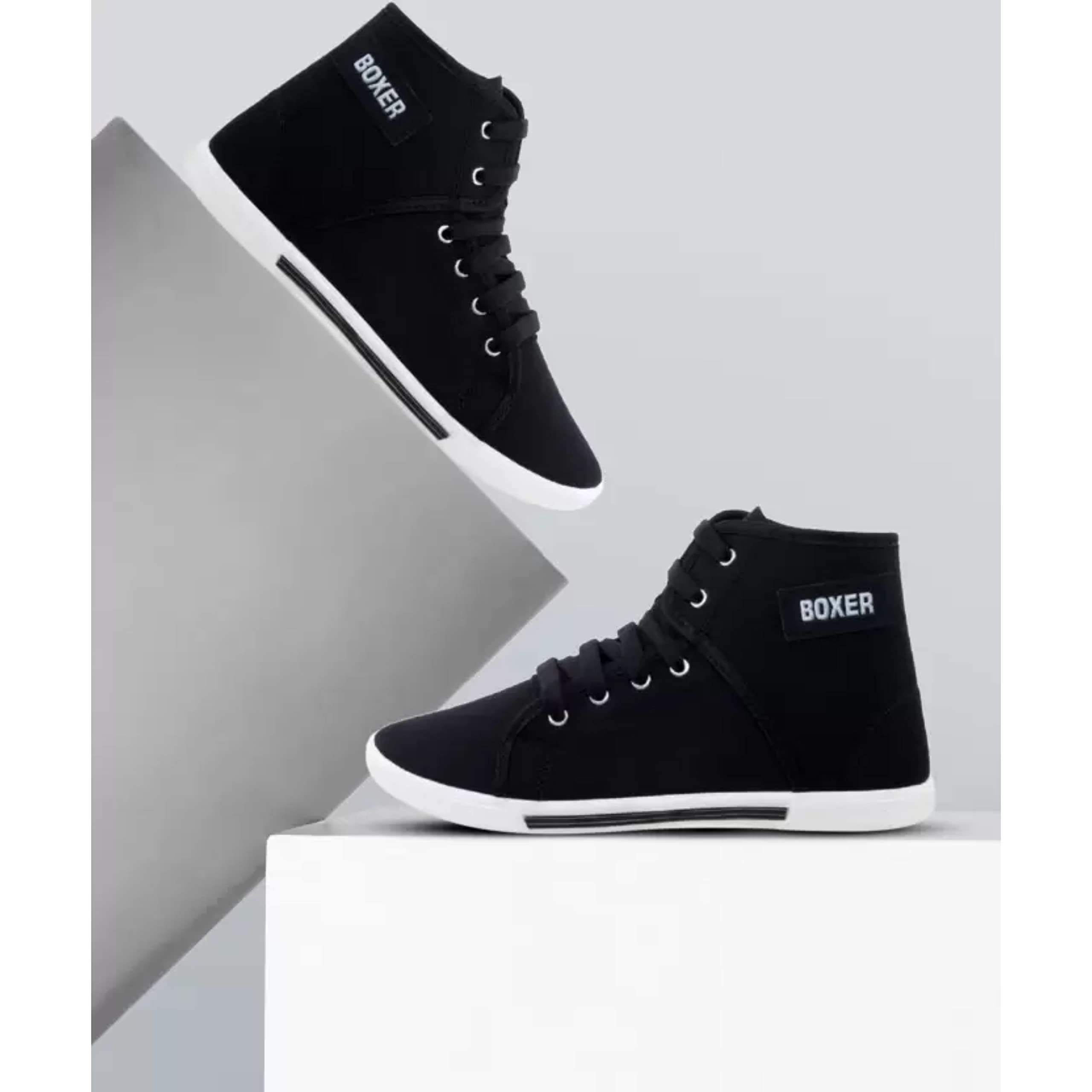 Men's Boxer Black Canvas Casual Sneaker