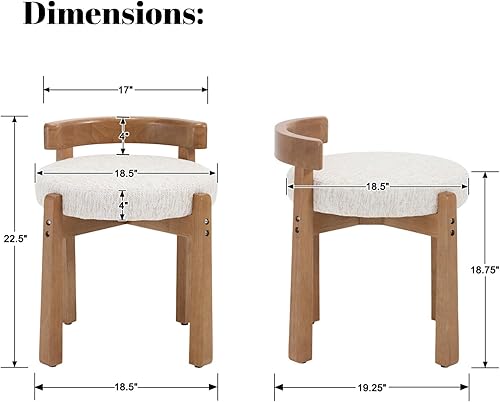 Miniatura 2 de DUOMAY Moderno tocador de maquillaje de chenilla, otomano tapizado con respaldo bajo con patas de madera maciza, lindo reposapiés redondo, taburete