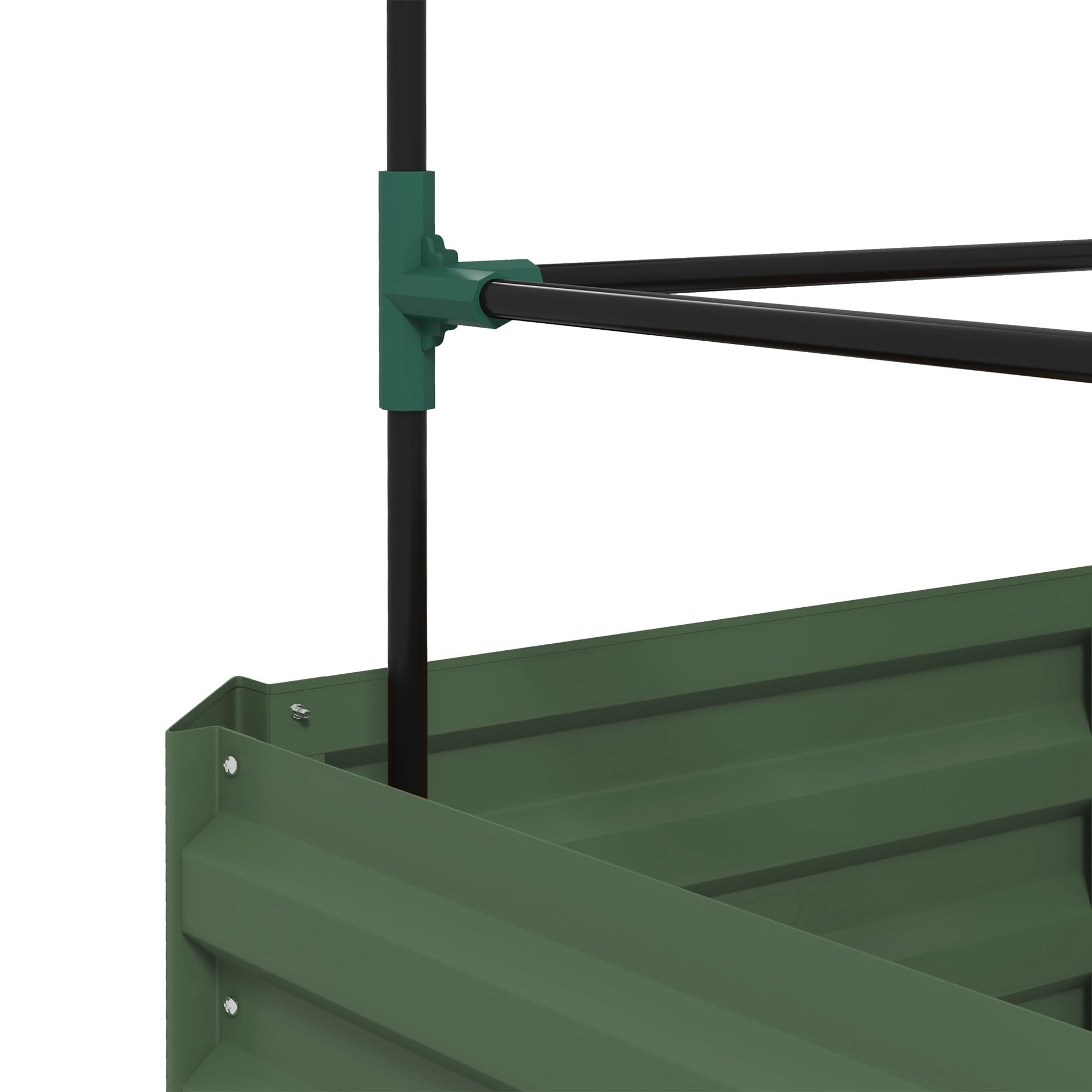 Outsunny Jardinera Exterior Grande de Acero Galvanizado Jardinera de Exterior con Celosía para Plantas Trepadoras y Fondo Abierto para Patio Terraza Balcón 61x61x140 cm Verde