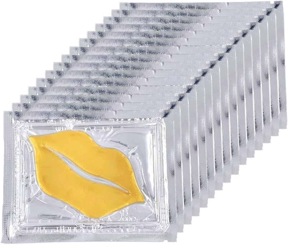 15 stuks gouden gel collageen lipmasker hydraterende lip plumper patches crystal lip pads voor anti-rimpel, anti-veroudering, anti-kloven, verstevigt en hydrateert lippen
