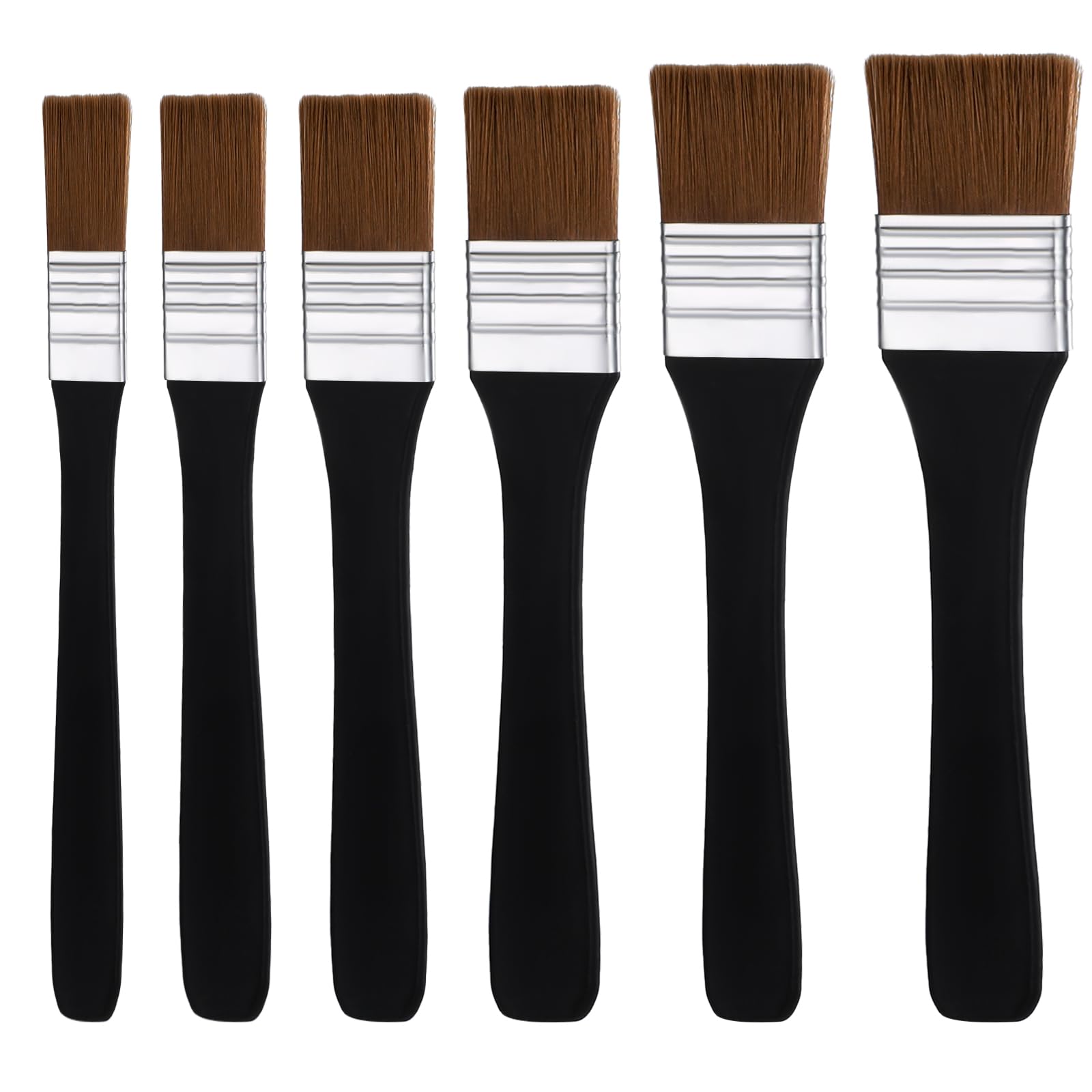 6 Stück Flachpinsel-Set Für Acryl- & Ölfarben | Verschiedene Breiten, Nylonborsten, Holzstiel – Ideal Für Schule, Hobby & Profis