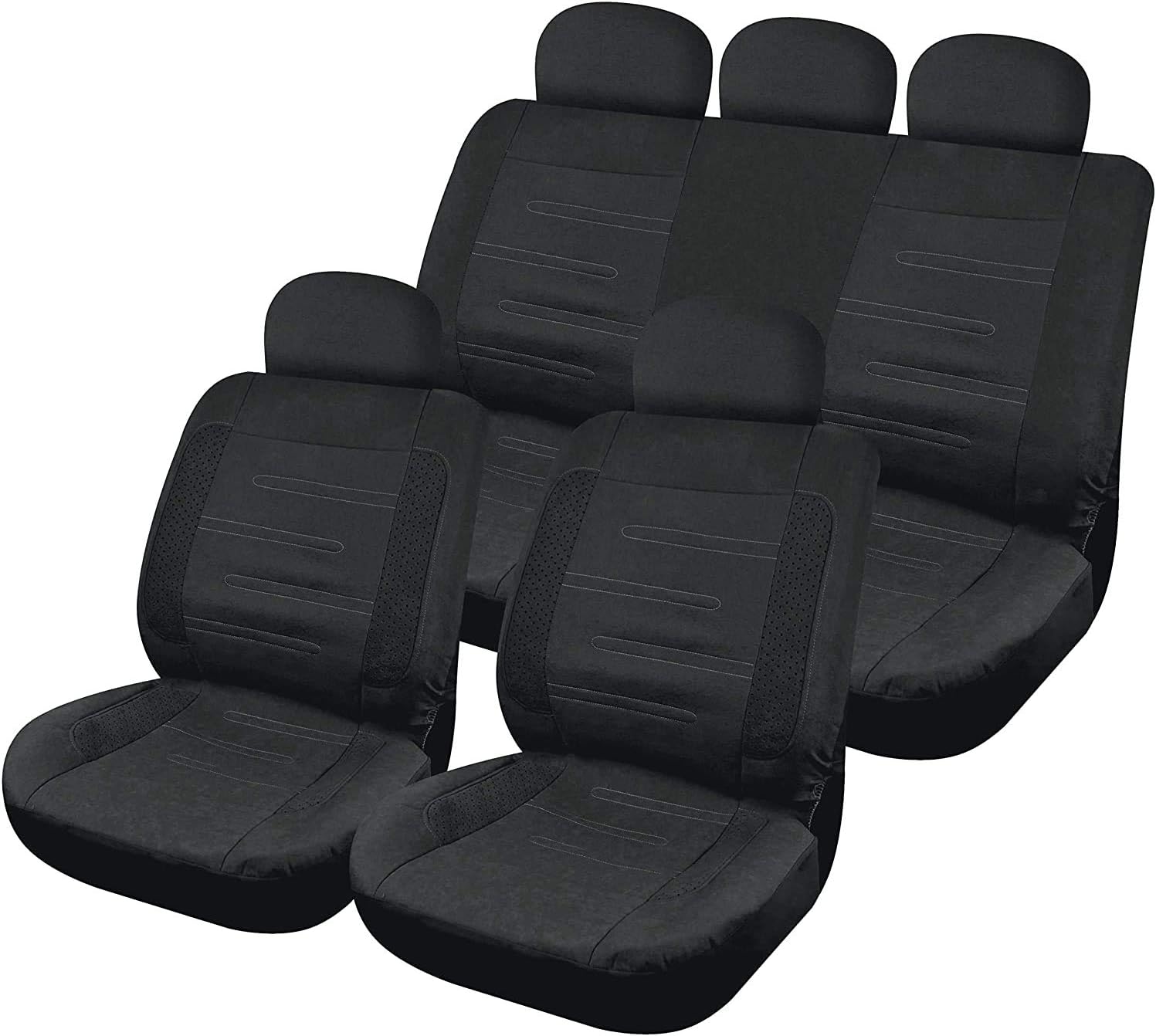 SUMEX FUN995B Car+ California Funda de Asiento Universal de Microfibra con Espuma de 3 mm, Color Negro (Juego de 12)
