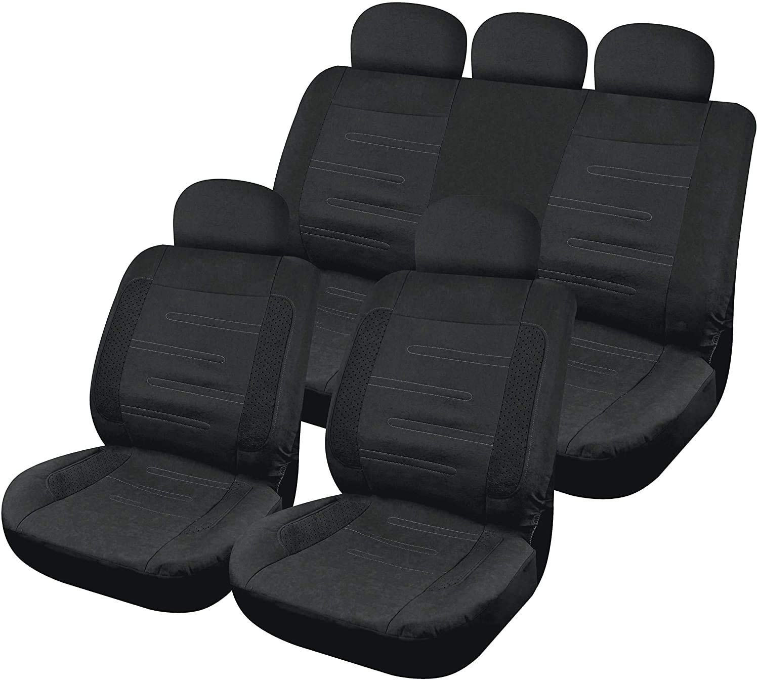 S SUMEX California Funda de Asiento Universal de Microfibra con Espuma de 3 mm, Color Negro Juego de 12 Piezas