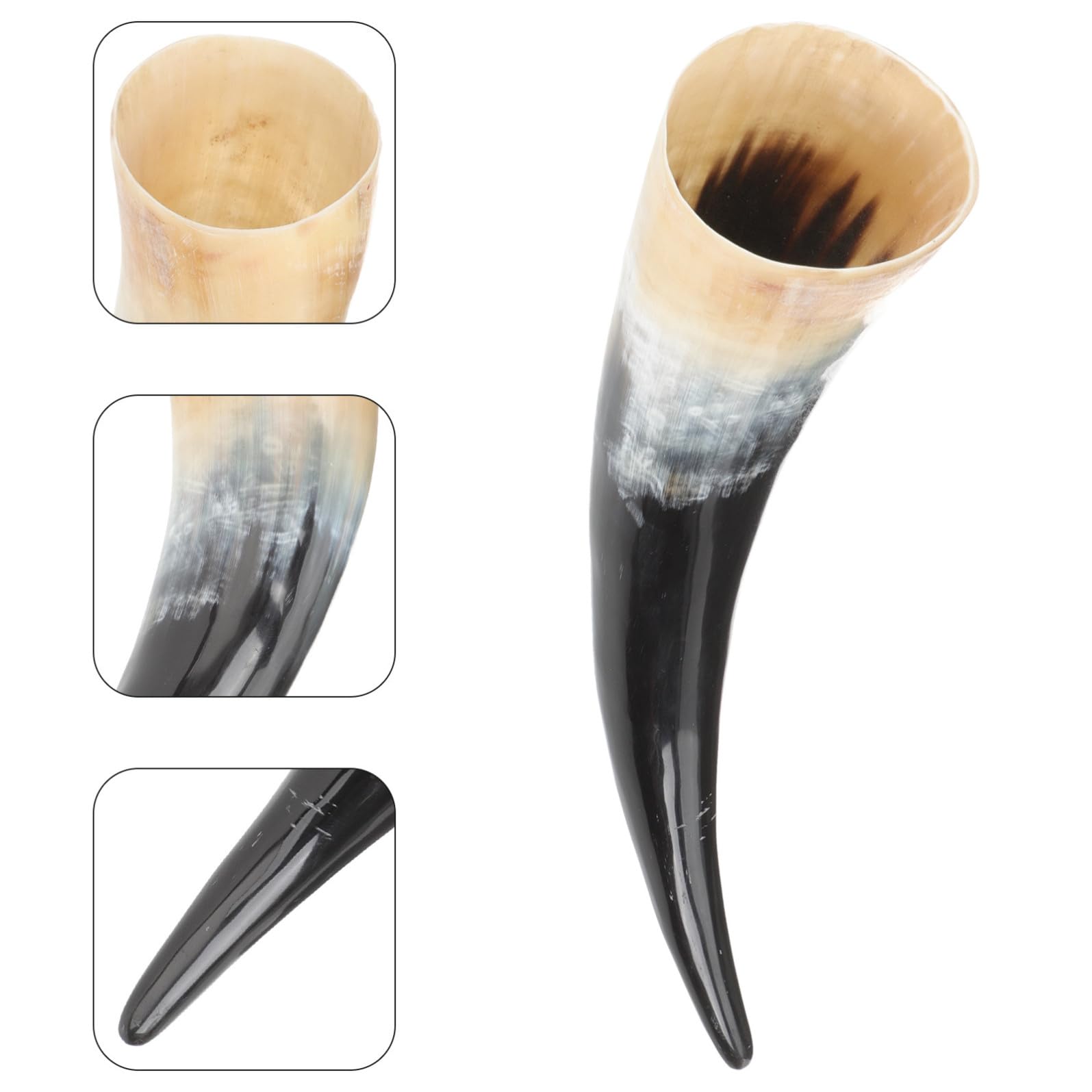 Boccale in Corno per Bere Vino e Birra, Decorativo e Pratico, Facile da Pulire, Realizzato a Mano Corno Naturale, per Famiglia e Amici