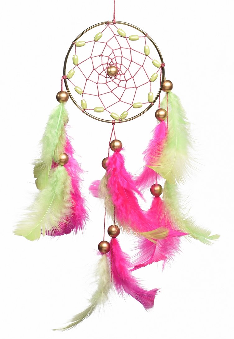 Rooh Dream Catcher ~ Freesia Pink ~ Handmade Hangings for Positivity (Use as Home Dcor Accents, Wall Hangings, Garden, Car, Outdoor, Bedroom, Meditation Room, Yoga Temple, Windchime) (Blue) (Multi)