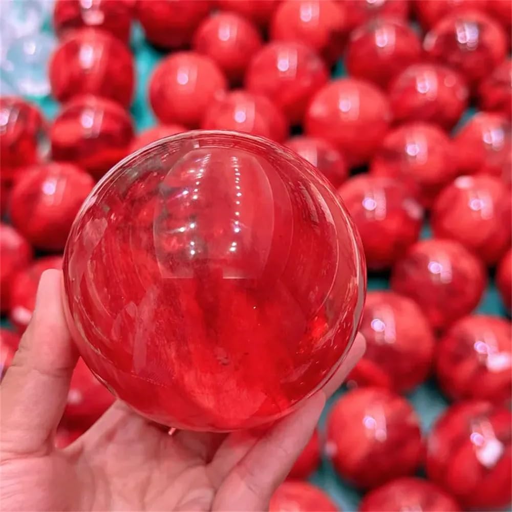 1 Bola de Cristal Rojo Fundido de 8-9 cm, decoración de Estilo Bohemio, Figura Brillante for la Entrada del hogar o la Oficina. Cristal Natural en Bruto