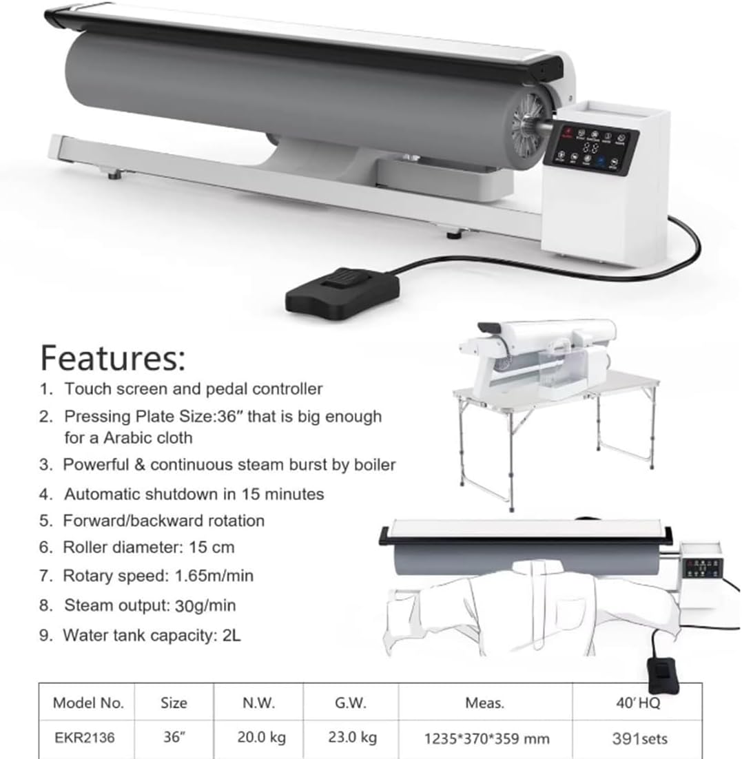 Rotary Roller Iron Steam Press Hotel Linen Ironing Machine with Continuous Steam for Commercial and Home Use, Designed for Bed Sheet,Pillowslip,Napkin, and Almost Any Flat