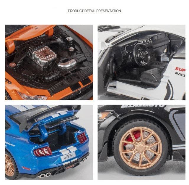 Image of LONGMIRE Metal Pull Back Diecast Car Pull Back Model with Sound Light Boys Gifts Toys for Kids Pack of 1, Multicolor (Shelby GT500)