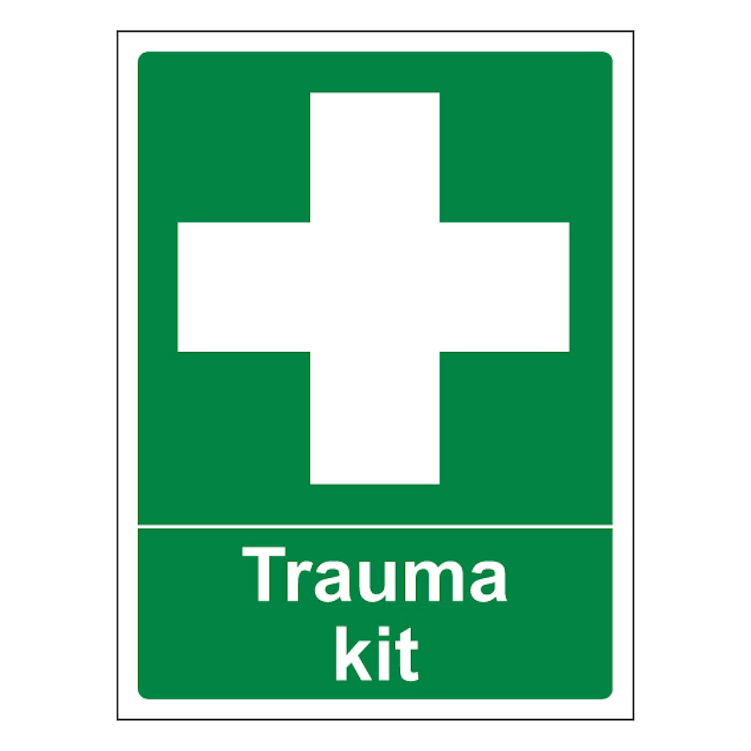 V Safety Trauma Kit - Portrait 300 x 400mm - 2mm Rigid Plastic