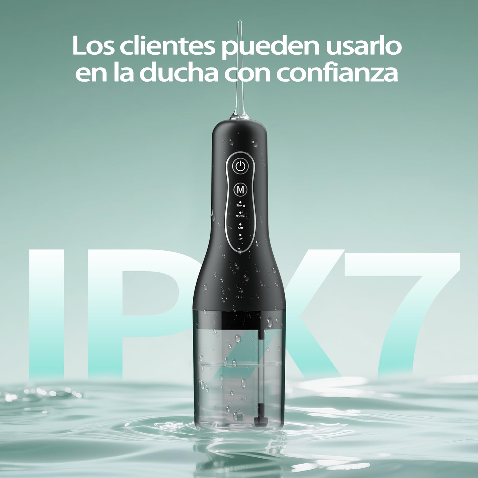 Irrigador Bucal Portatil, OasiSmile Irrigador Dental Eléctrico con Memoria Inteligente, 4 Modos y 5 Boquillas, IPX7 Impermeable 260ML USB-C Recargable Limpiador Interdental, Casa y de Viaje