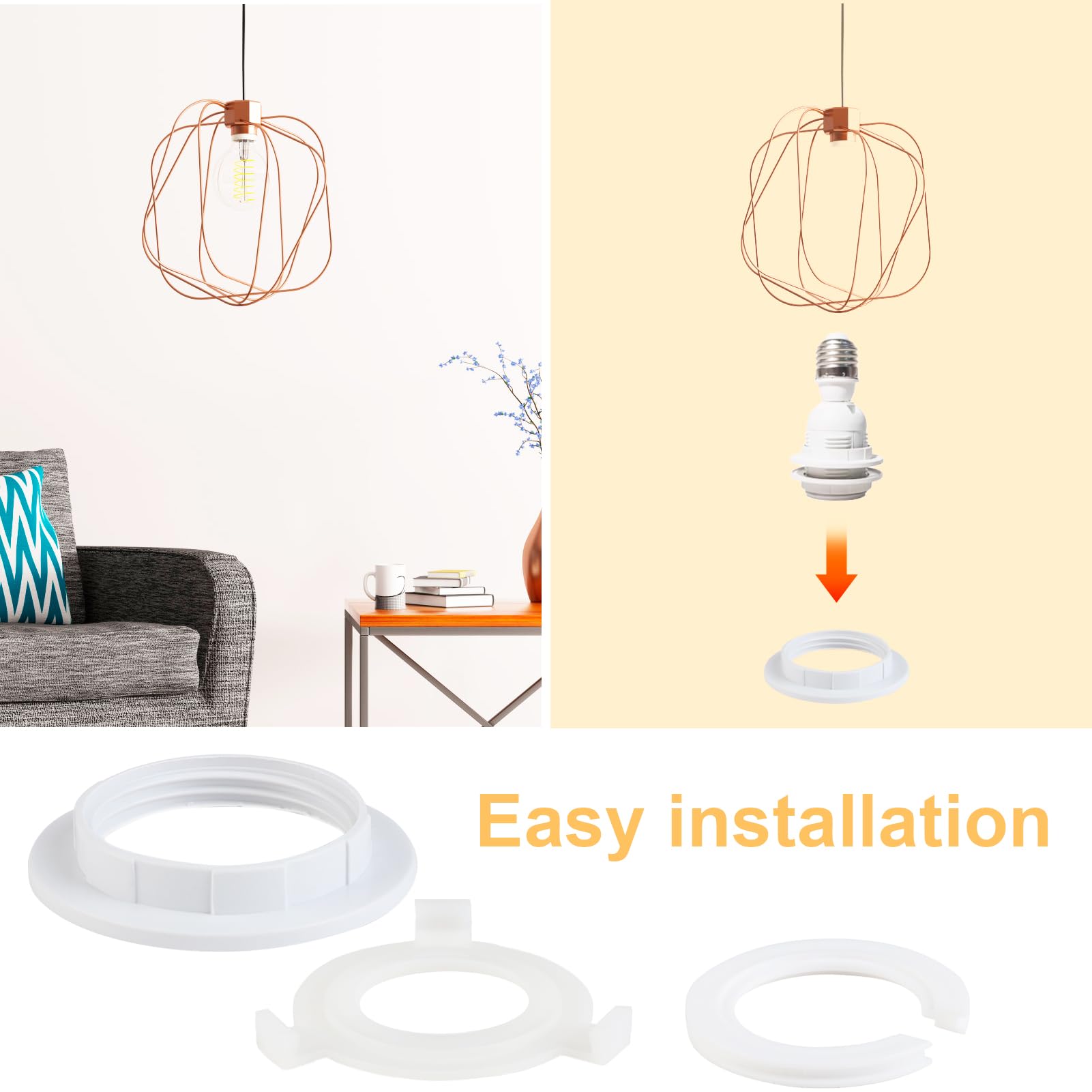 15 Pezzi In Plastica Per Paralume Ad Anello, Convertitore Da E27 A E14 - Foto 3