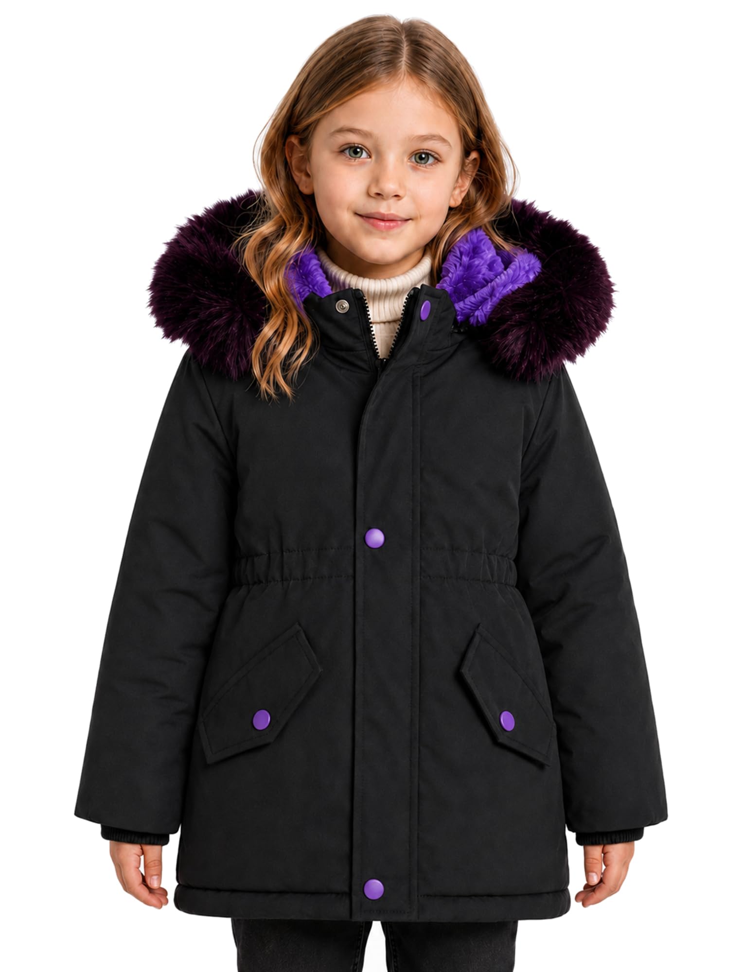 SEAUR Chaqueta Abrigo Invierno Niñas Chaqueta de Plumón Mi-Long Cazadoras Niña Parka Gruesa Cálida con Capucha/Capucha Extraíble Esquí Ropa 1-15 Años