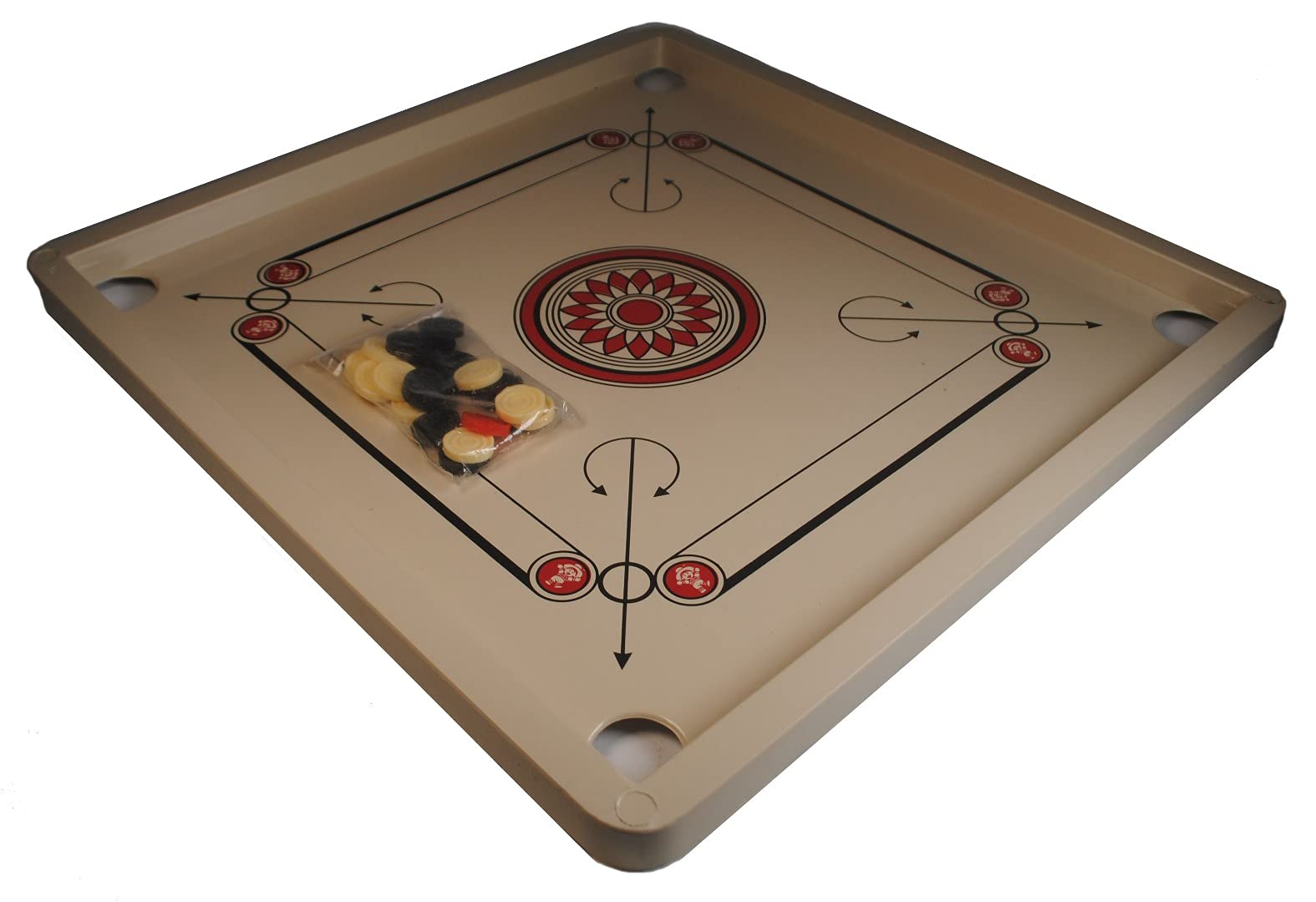 Terrapin Trading Plastic Travel Carrom Board w/Pieces and Instructions