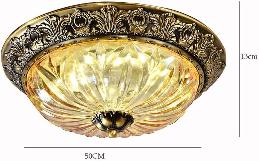 Ceiling Lamp European Copper Round Bedroom Restaurant Corridor LED Crystal Lights - Retro Flush Mount Ceiling Light