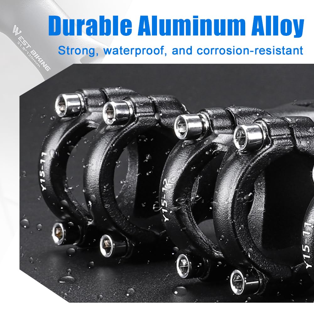 Attacco Manubrio Regolabile in Alluminio – Compatibile con 25,4 mm e 31,8 mm, Inclinazione ±60°, Doppia Vite di Serraggio, per MTB, Bici da Strada ed E-Bike con Stelo da 28,6 mm