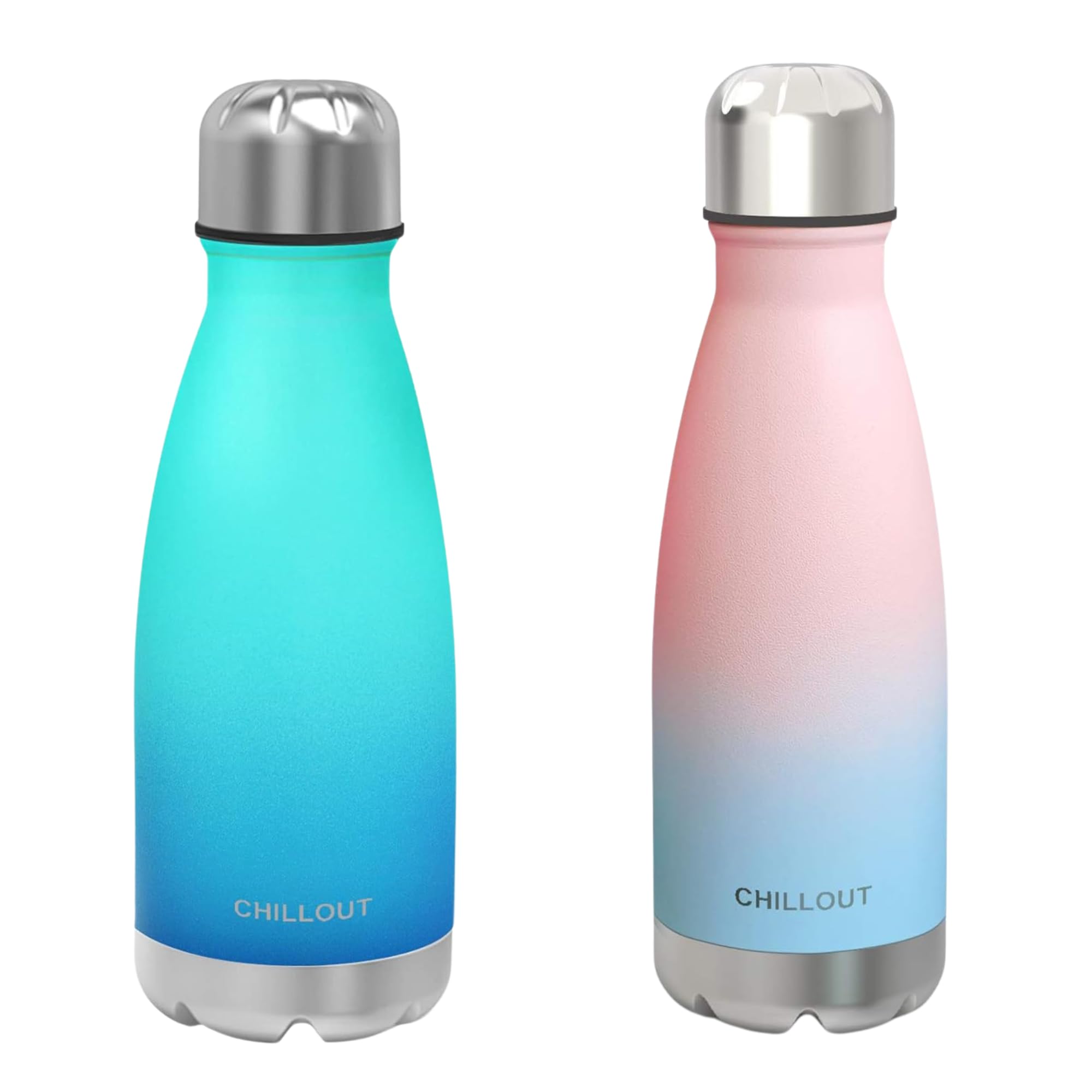 CHILLOUT LIFE Stainless Steel 2 Pack Water Bottle for Kids School: 12 oz Double Wall Insulated Cola Bottle Shape for Cold and Warm Drinks, 2 Set (