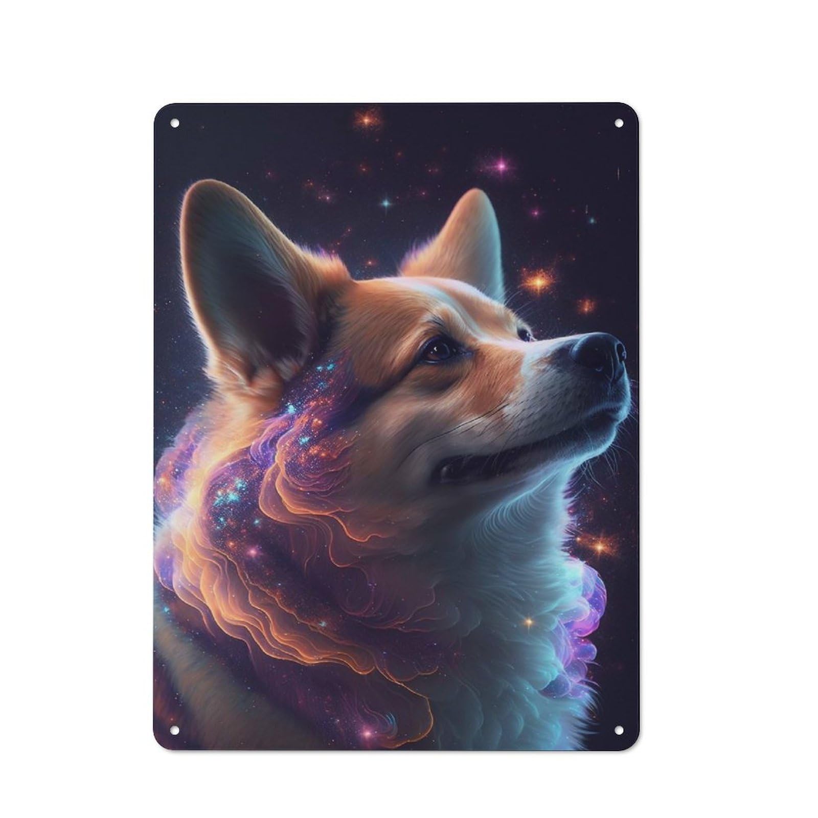 Junmoney Galaxy Shiba Inu Doge Metal Wall Sign 40X30cm, Retro Decor For Hallway Wall, For Wall Display Collectors