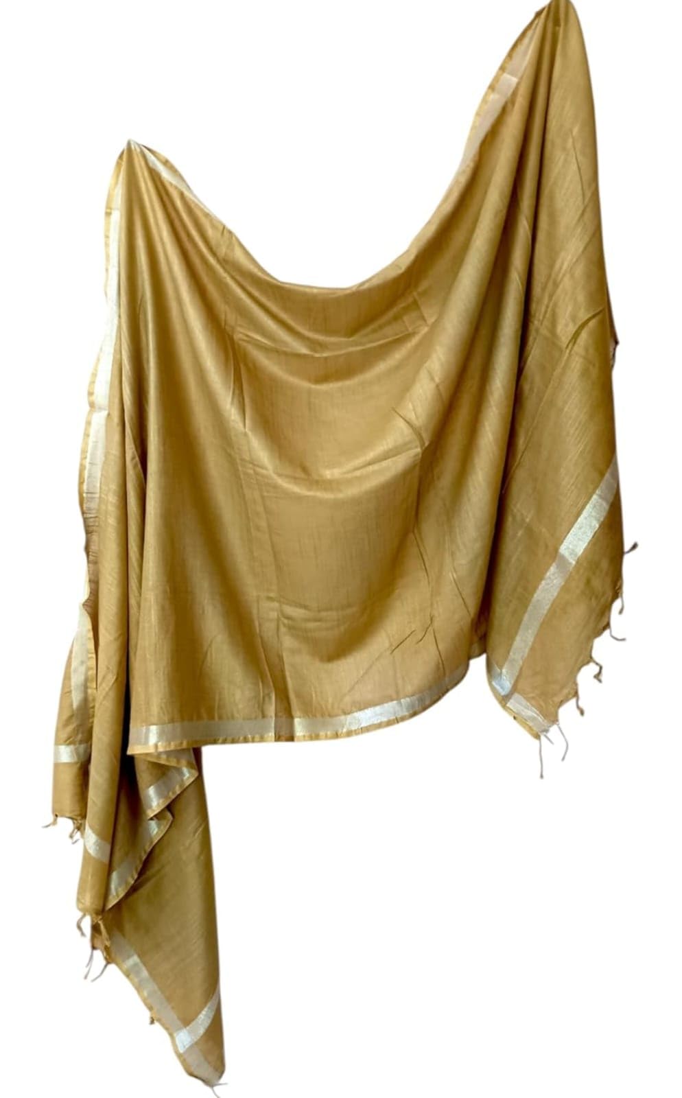 Linen Cotton Dupatta With Silver Zari Border, Traditional Indian Ethnic wear Dupatta for women & Girls/code :- 349-image-3