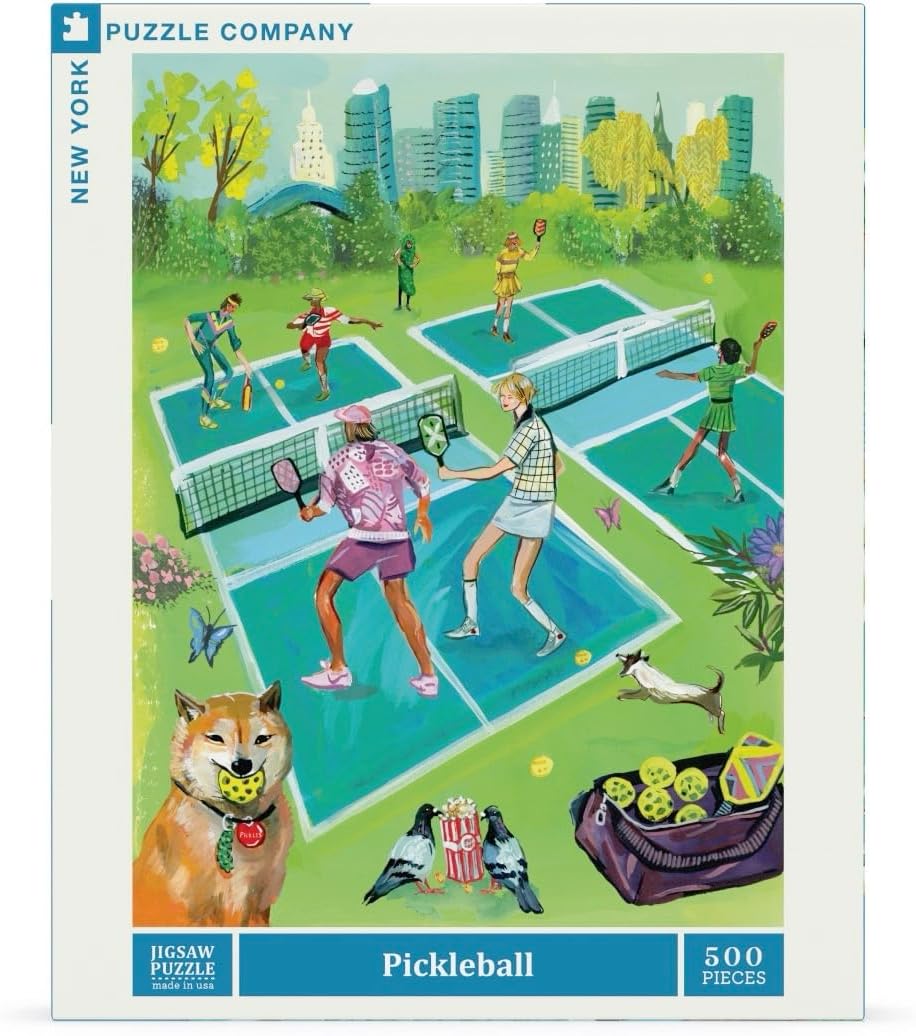New York Puzzle Company - Jenny Kroik Pickleball - 500 Piece Jigsaw Puzzle for Adults by Jenny Kroik