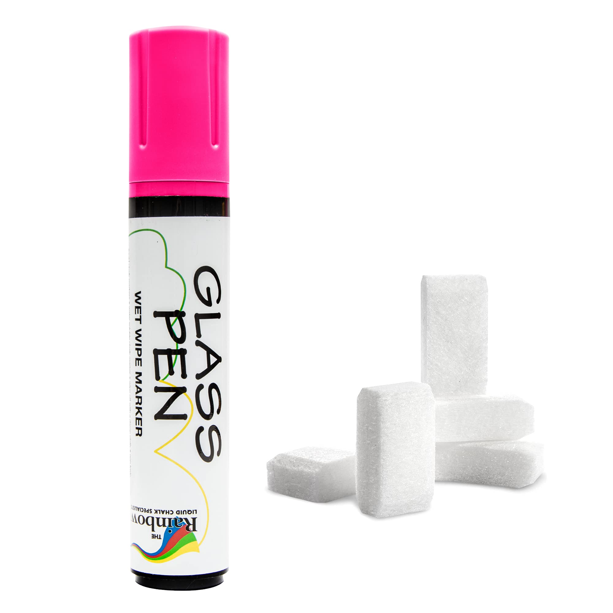 Glass Pen Liquid Paint Marker: Pink Wide 15mm with 5 Pack Replacement Tips - Glass Writing Pens and Painting Markers with Washable, Erasable Ink - Windows, Mirrors, Signs, Crafts