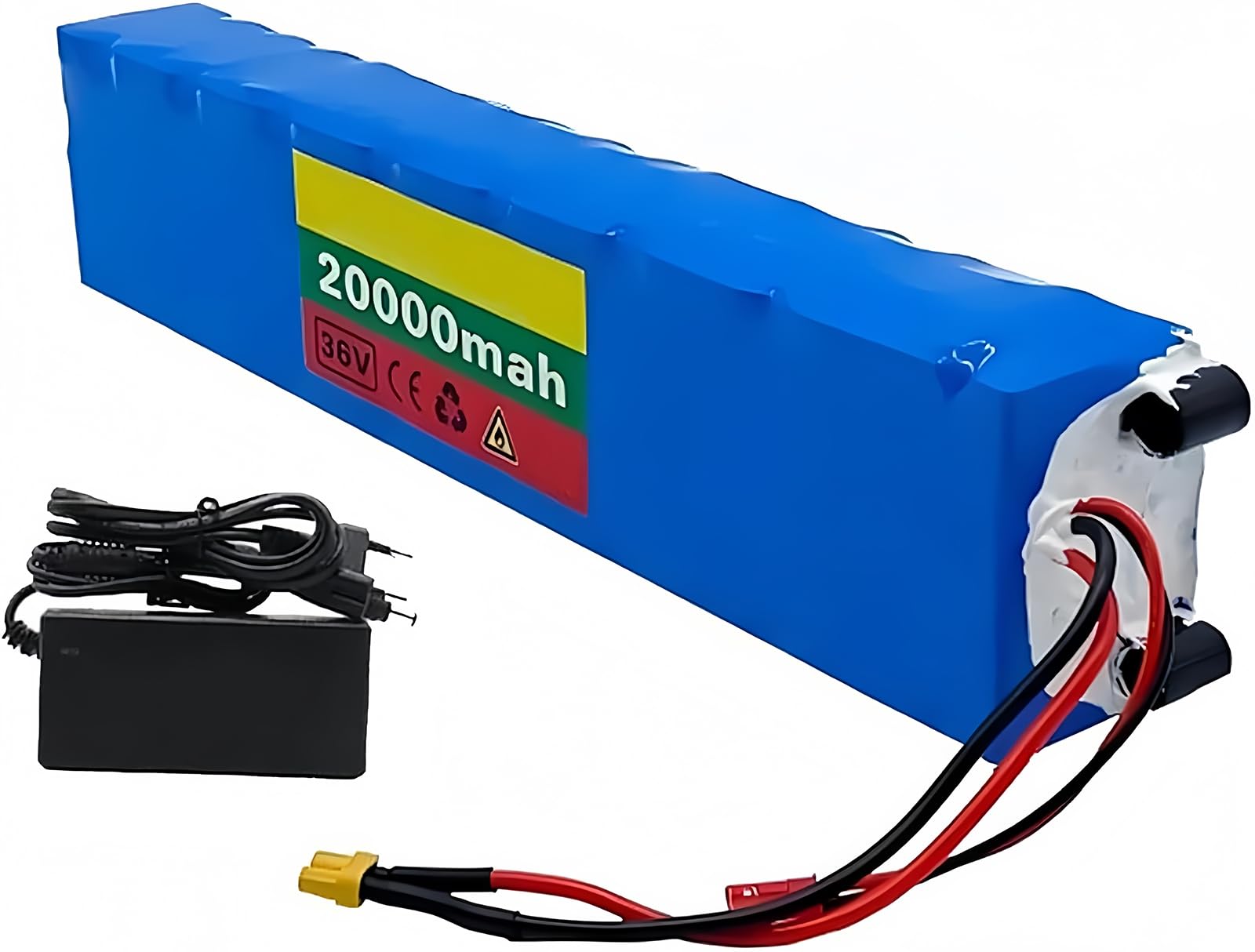 Batterie Lithium-ION 36 V 20 Ah pour vélo électrique, avec Charge Batterie Lithium étanche pour vélo électrique Scooter (36V 20Ah, XT60)