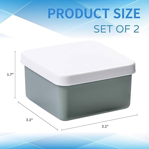 Miniatura 3 de Juego de 2 fundas cuadradas de viaje para jabón, soporte de jabón de plástico verde con tapa, caja de jabón portátil con almohadilla ahorradora de